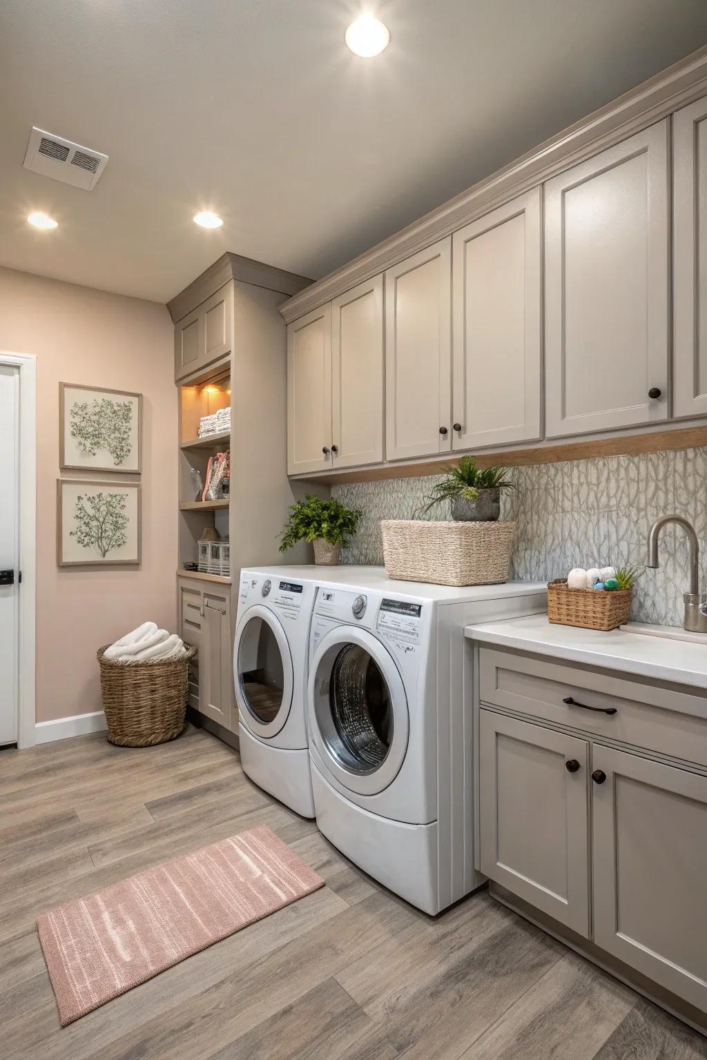 Neutral hues establish a tranquil, inviting atmosphere.