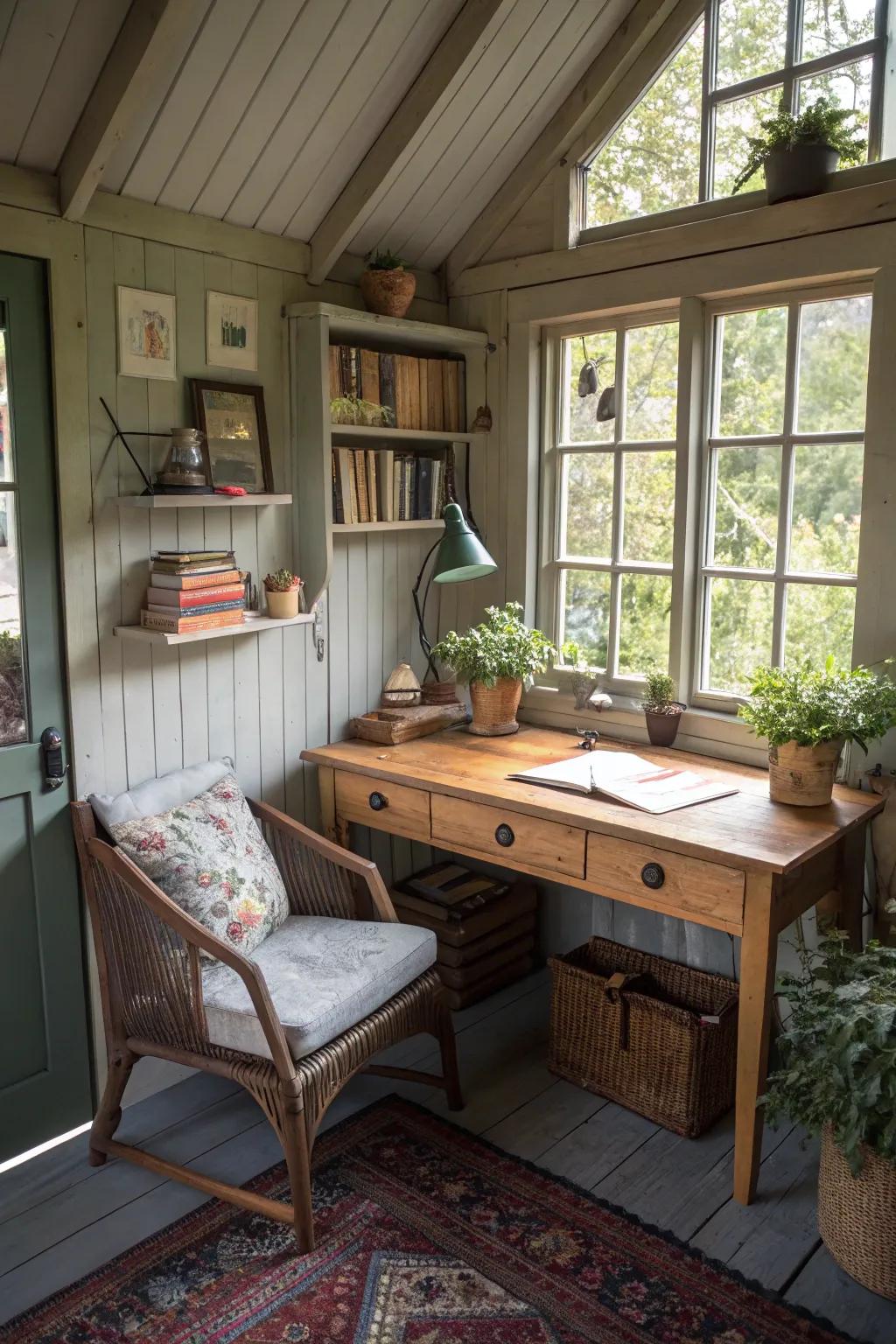 A charming personal office escape brimming with inspiration.