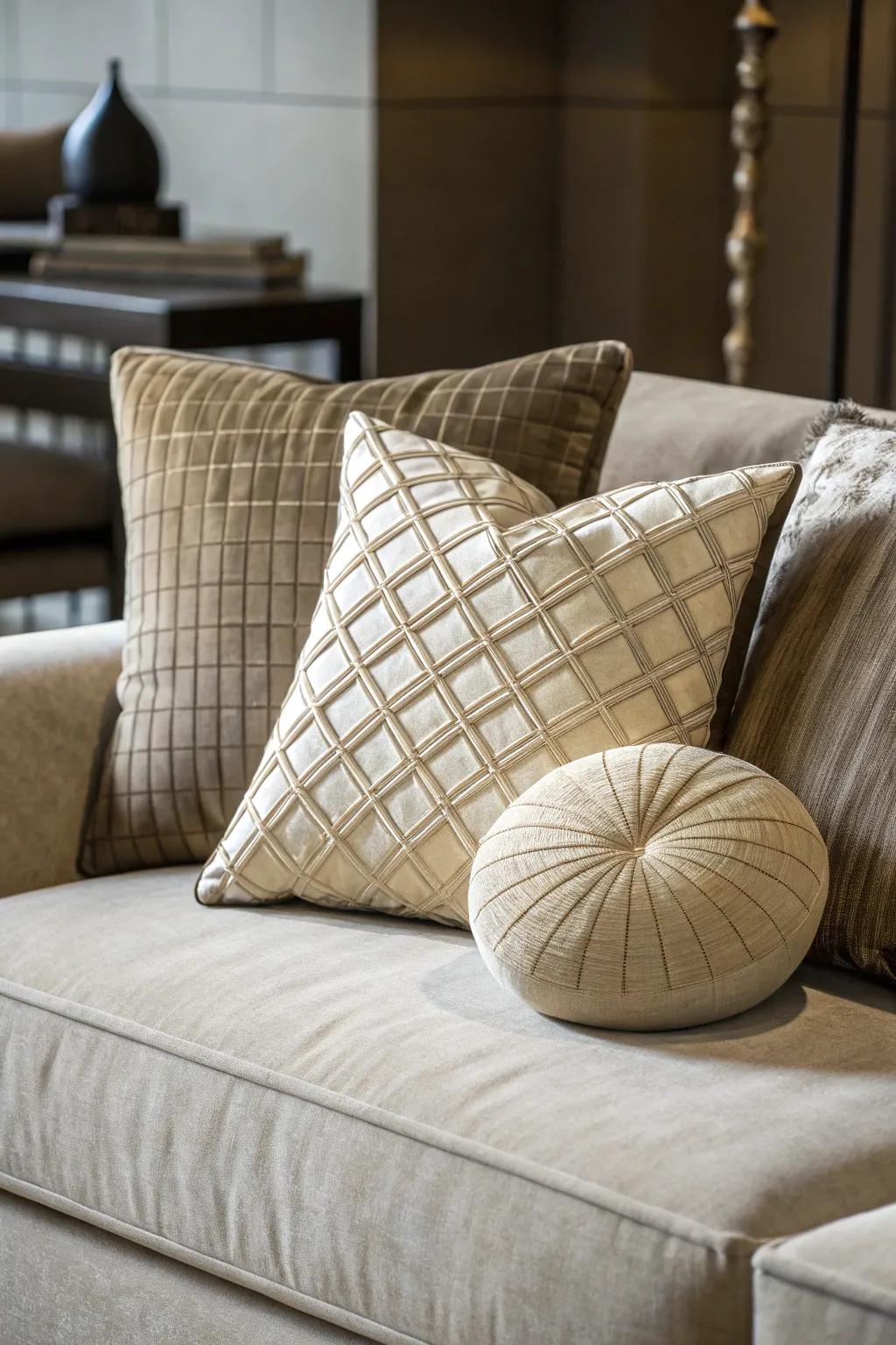 An asymmetrical arrangement infuses a playful sensation.