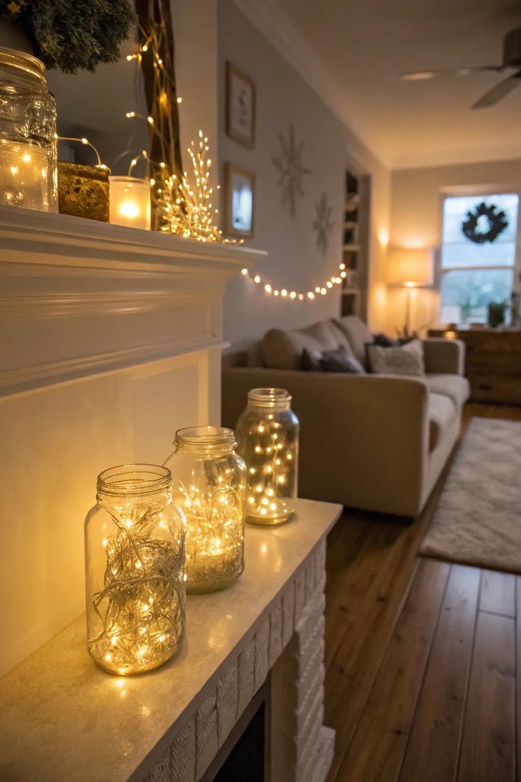 Canning jar lights offer a magical, warm radiance.
