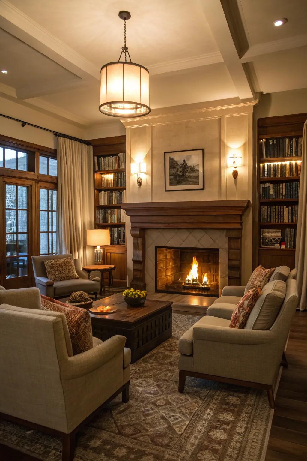 A hearth acts as an appealing focal point in any area.