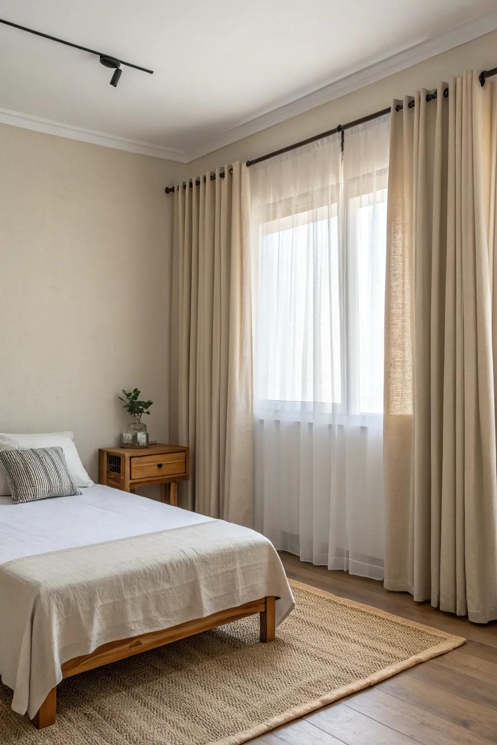 Tension rods offer a sleek and unobtrusive option for hanging curtains.