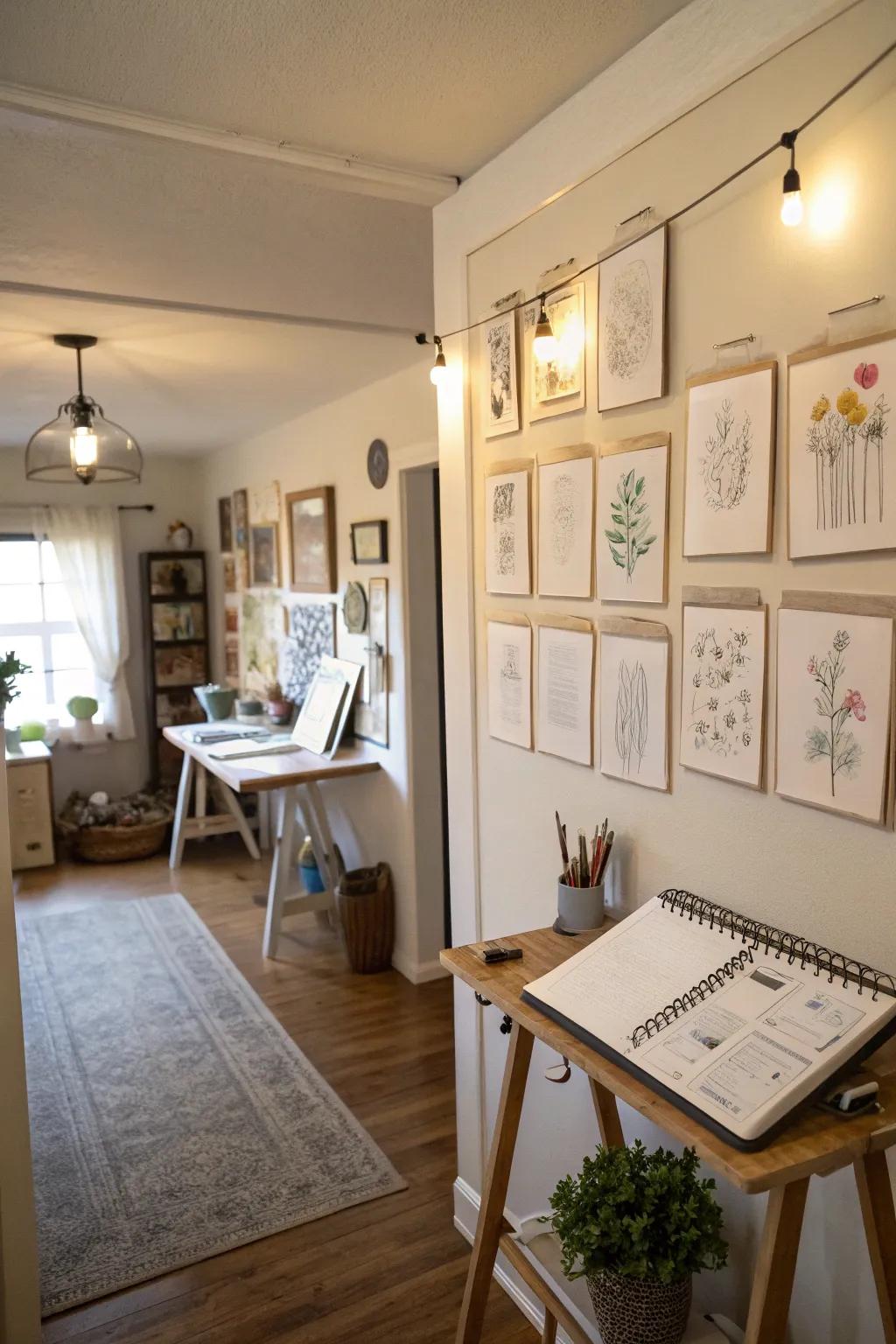 A visual compendium display injecting an artistic vibe into a home studio.