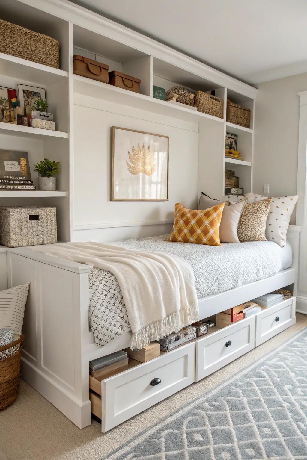 Daybed featuring smart storage solutions