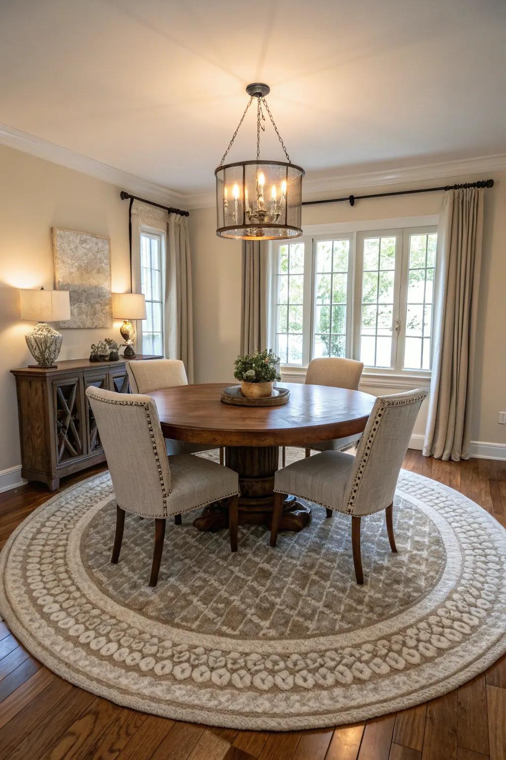 Achieve harmony with a round rug.