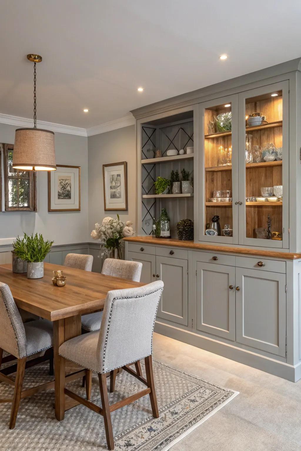 Color harmony in storage solutions enhances the total aesthetic of your dining area.