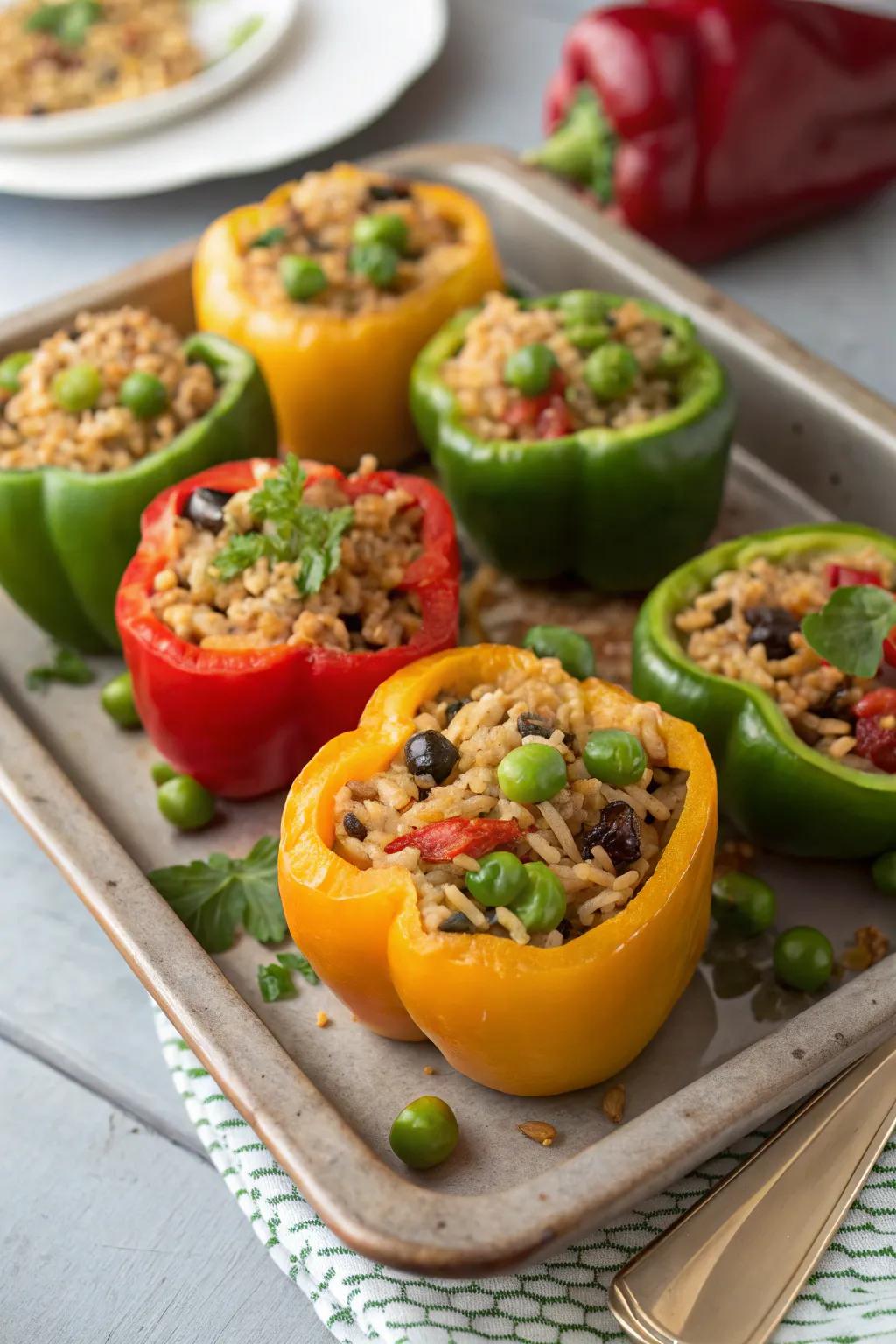 Vibrant filled sweet peppers, delivering an explosion of flavor and color to your dinner.