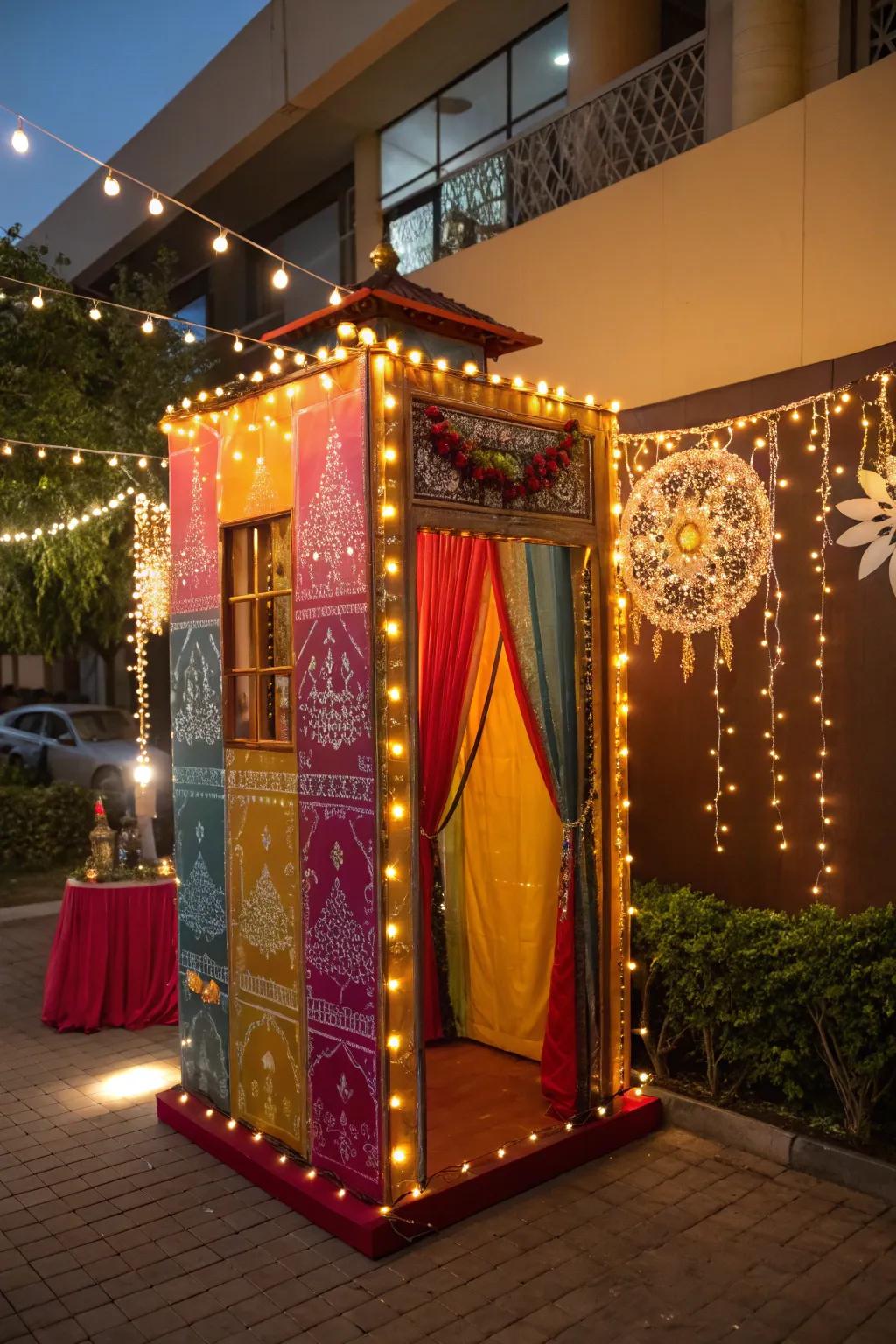 Shimmering garland strands injecting enchantment into the Diwali picture corner.