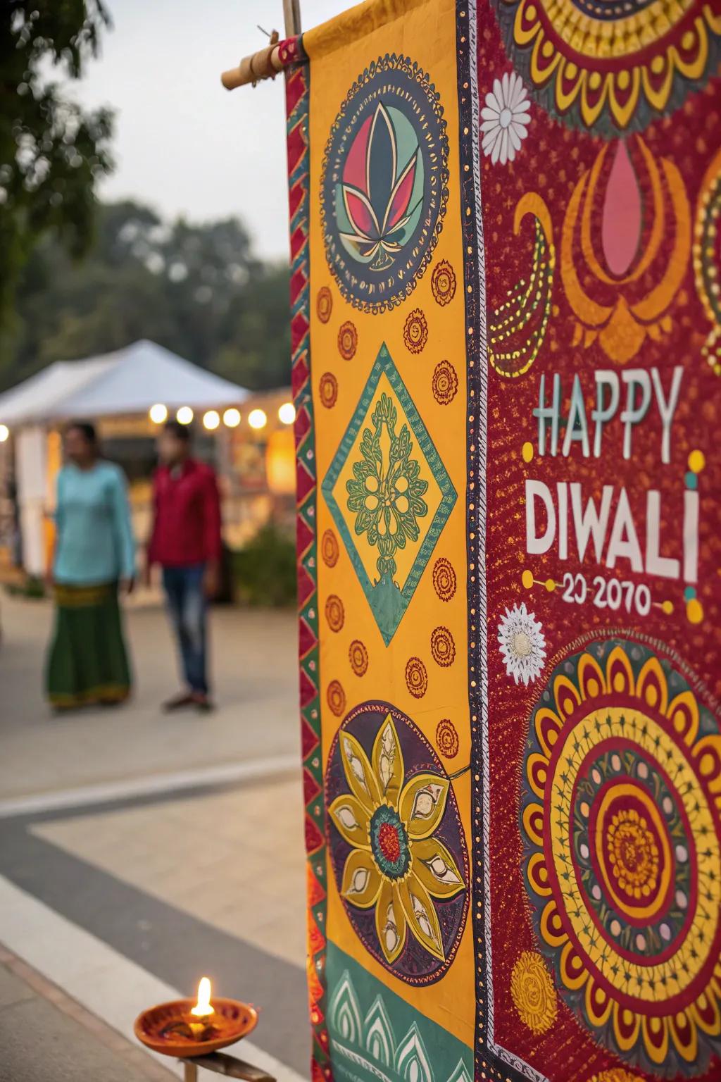 An eye-catching Diwali poster with textured patterns.