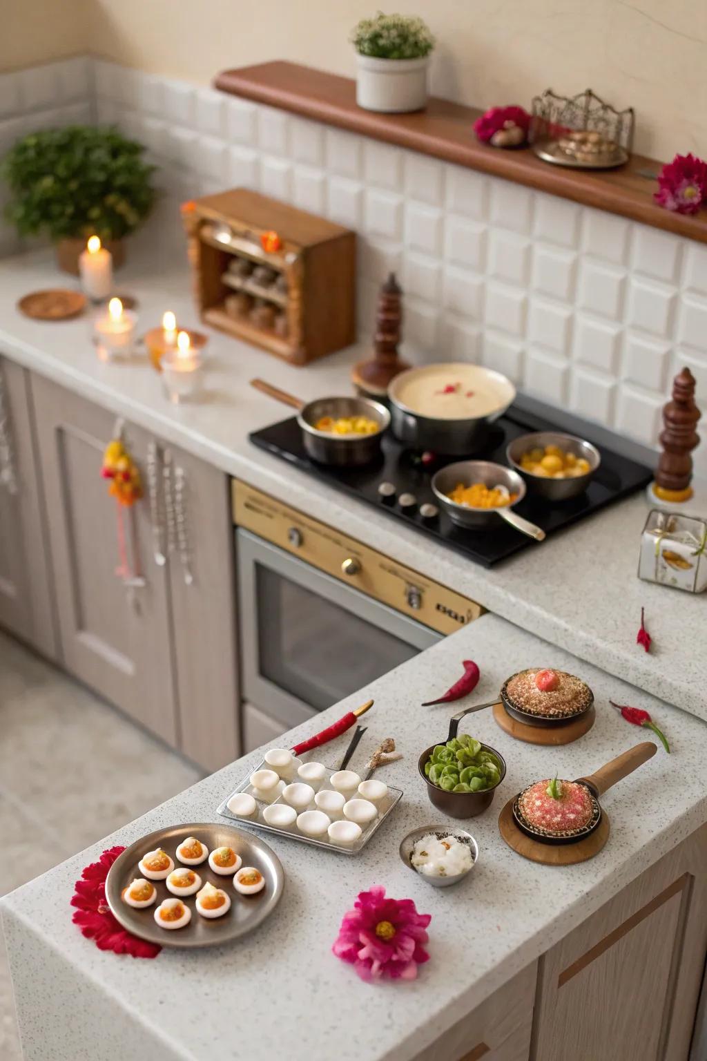 A petite culinary panorama imparts warmth to the Golu presentation.