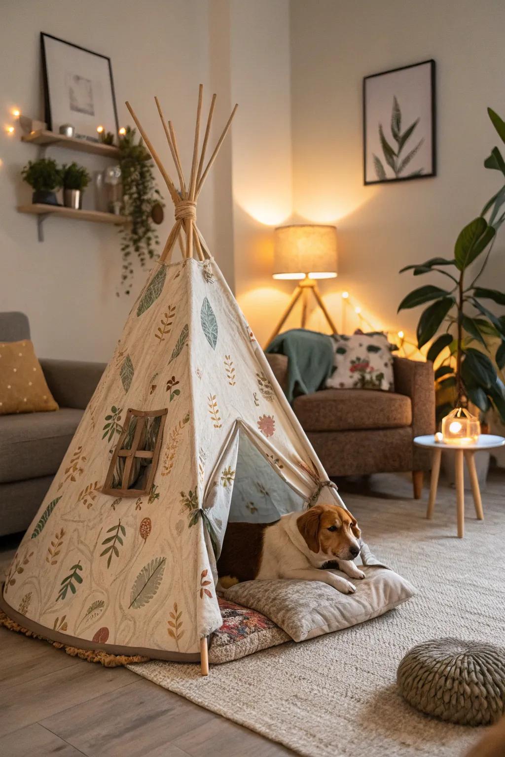 A charming hideaway for your canine buddy.