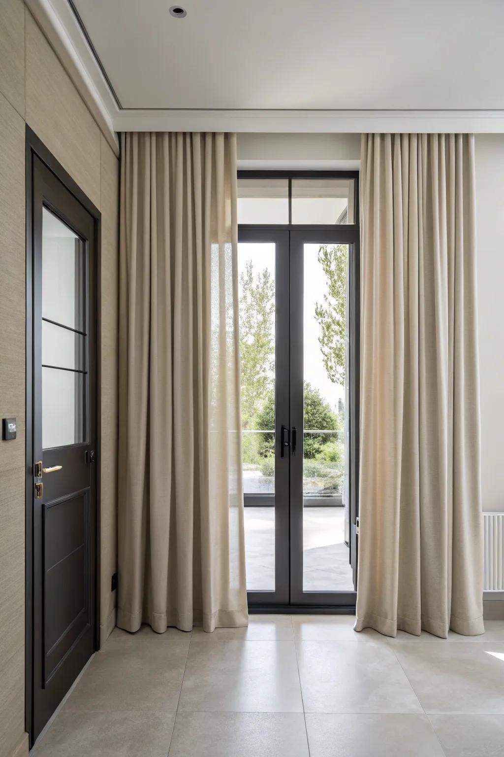 Achieve a sleek, modern look with understated curtains.