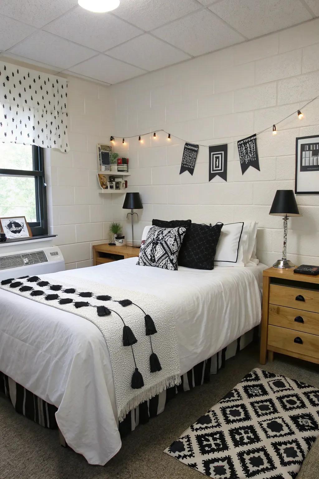 Black and white offers a classic and sophisticated style.