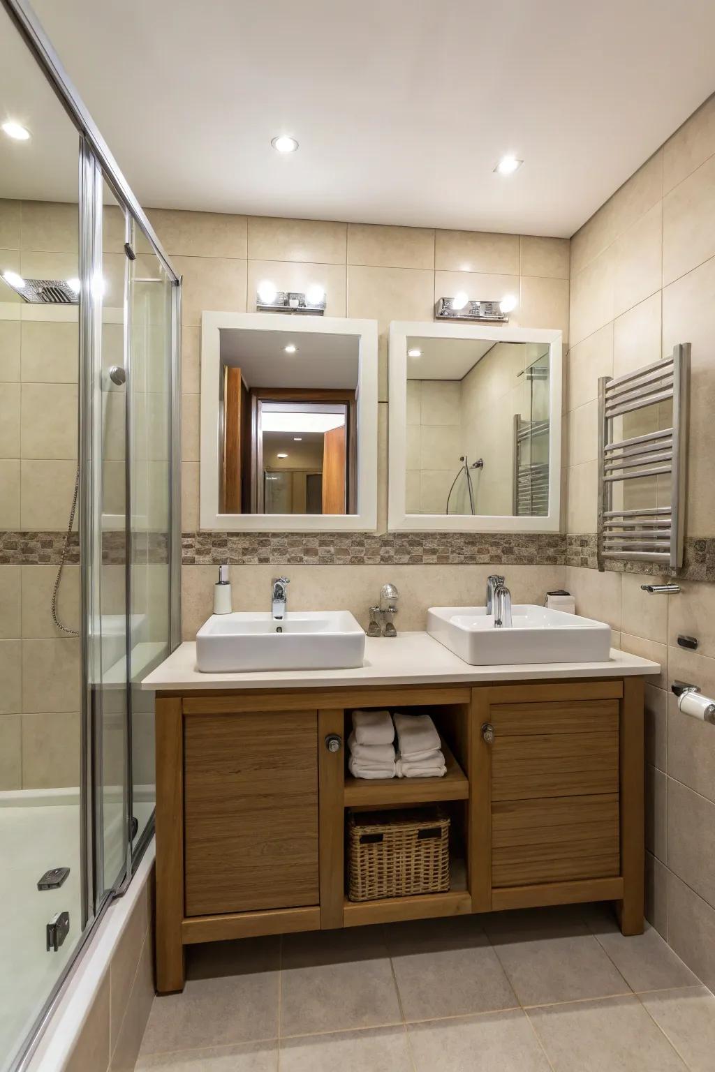 A subtle partition offers personal space stylishly.