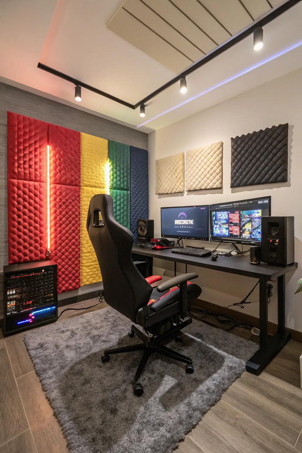 Acoustic panels enrich sound quality and add texture.