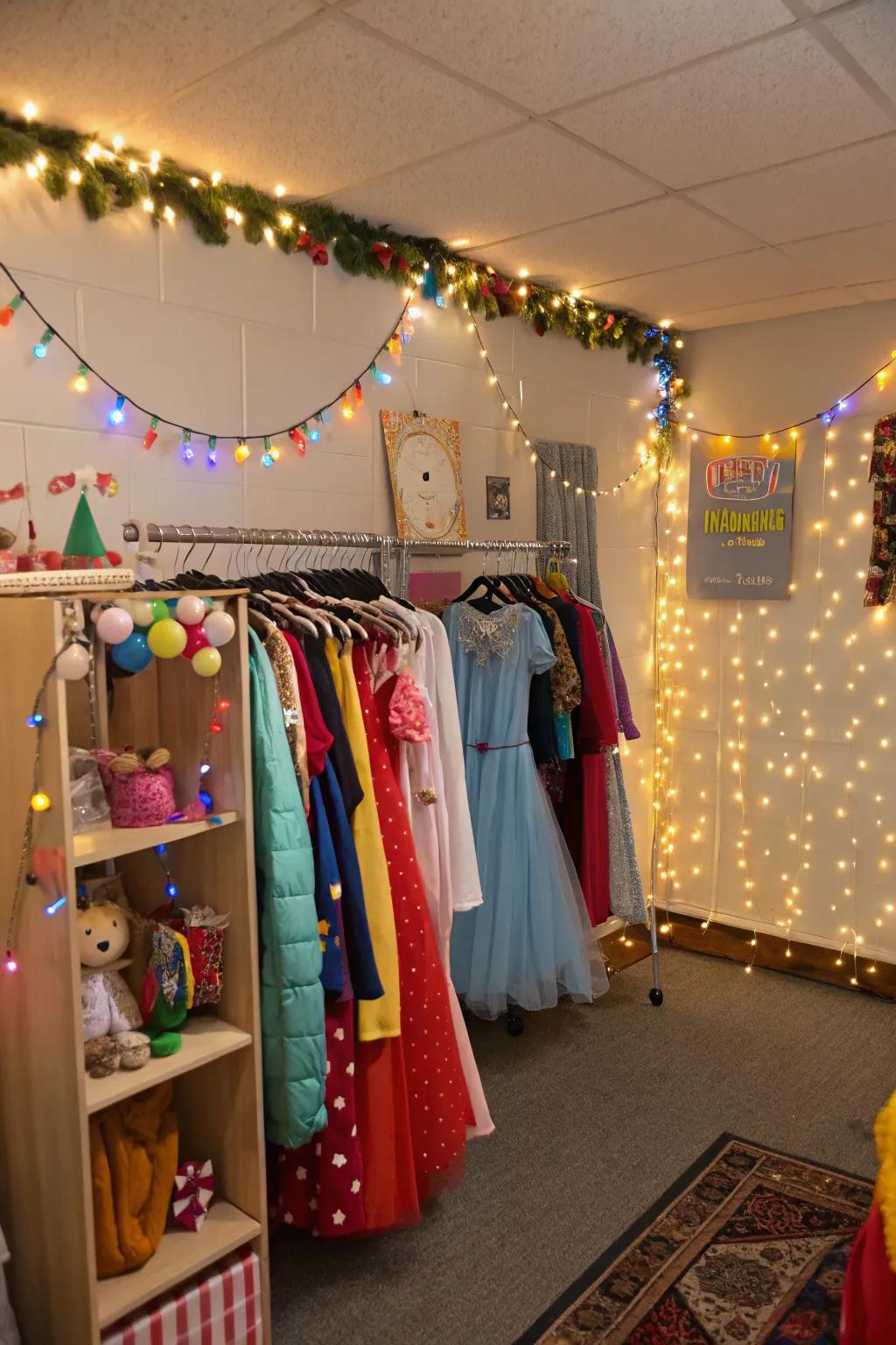 Sparkling lights add a hint of magic.