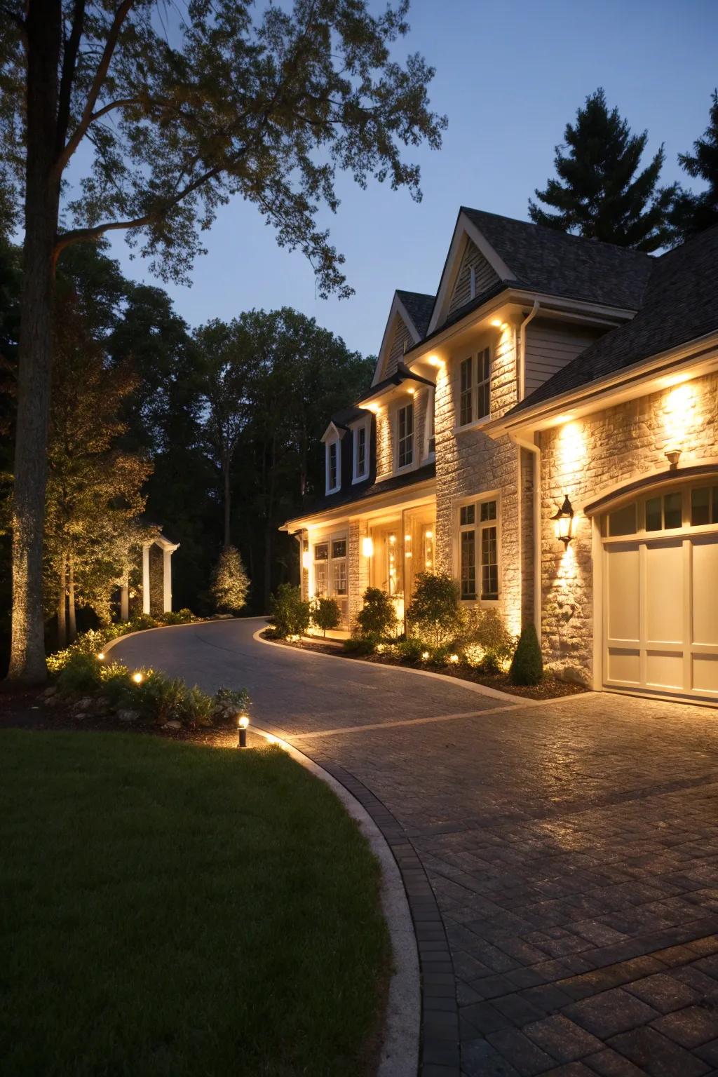 Architectural lighting drawing attention to design details.