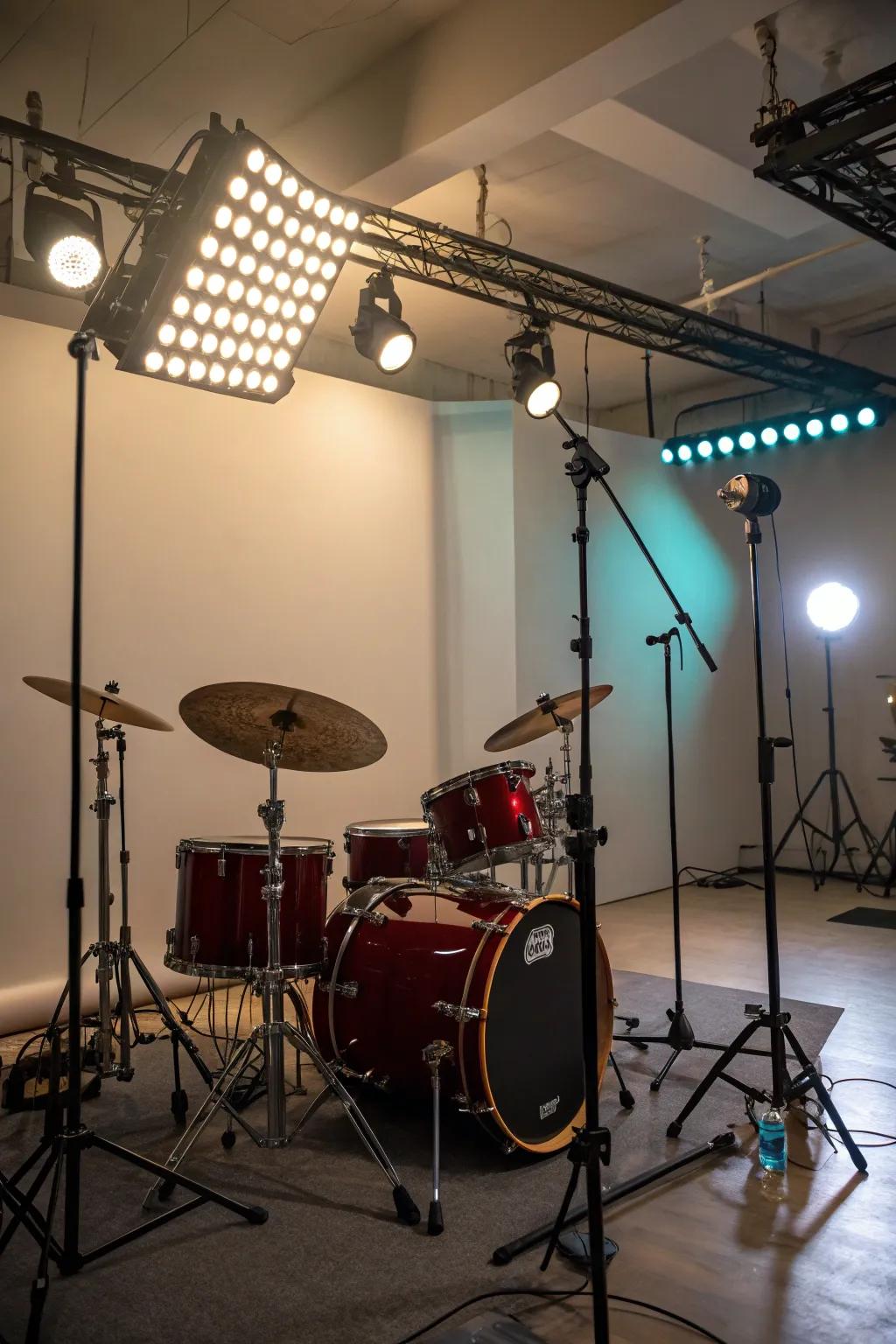 Lighting dramatically influences the vibe of your drum room.