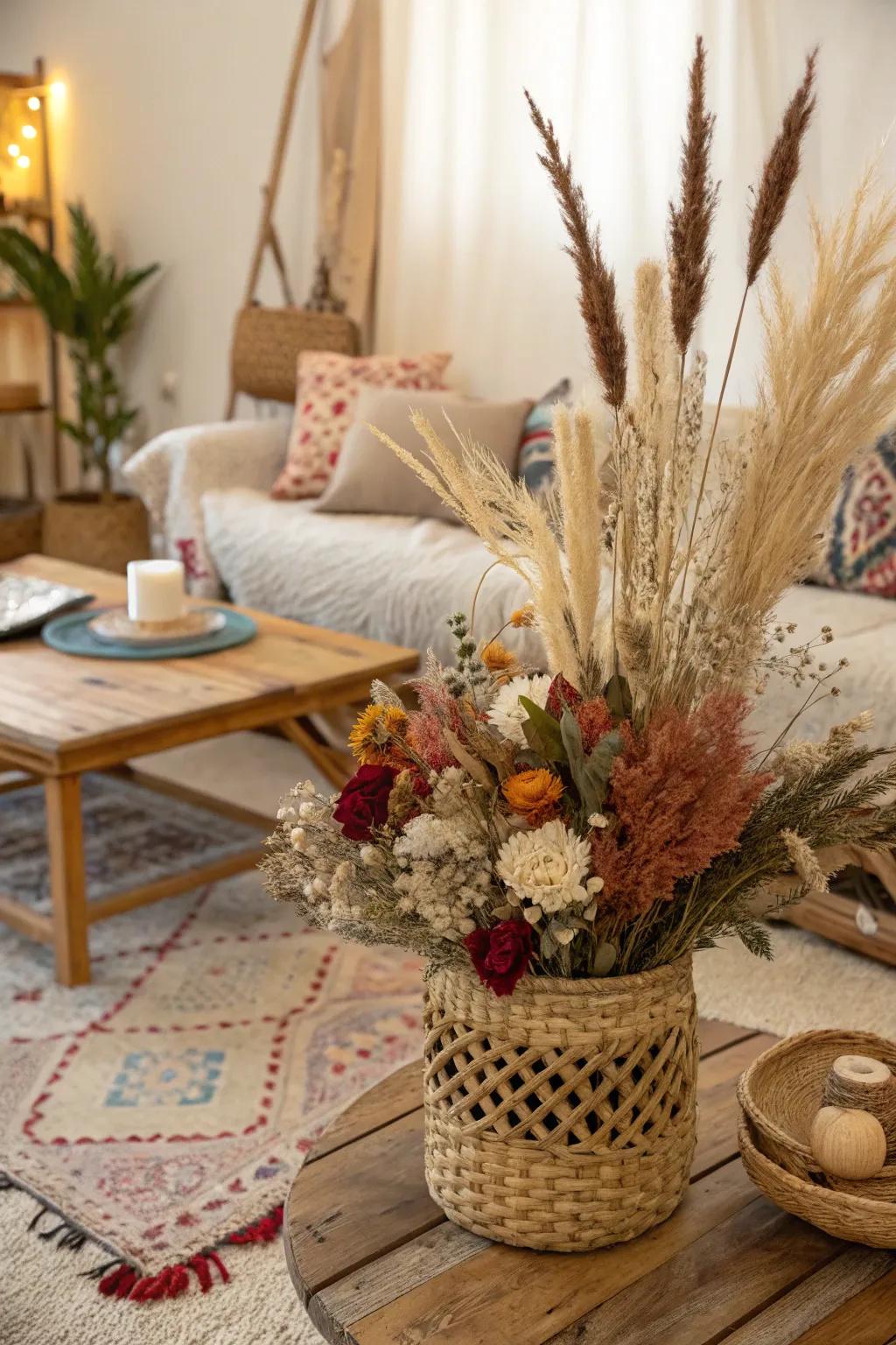 A textural spectacle featuring an eclectic blend of preserved botanicals.