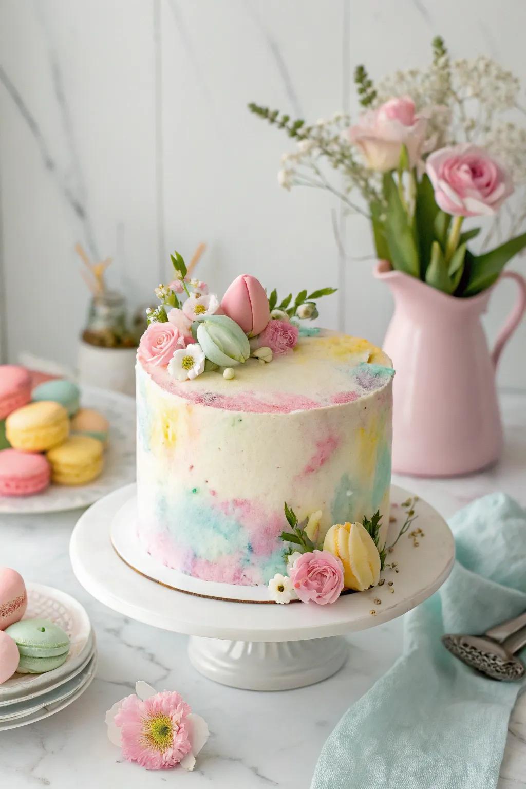 Watercolor pastels make this Easter cake a true masterpiece.