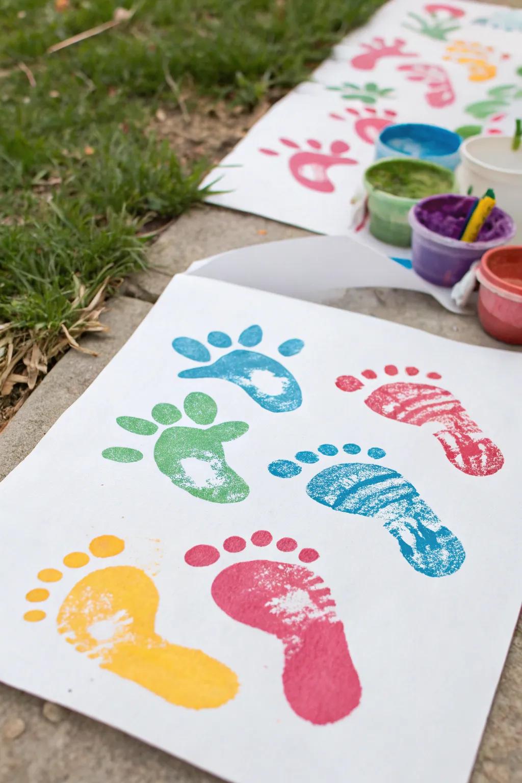 Footprint art that captures the essence of Easter creativity.