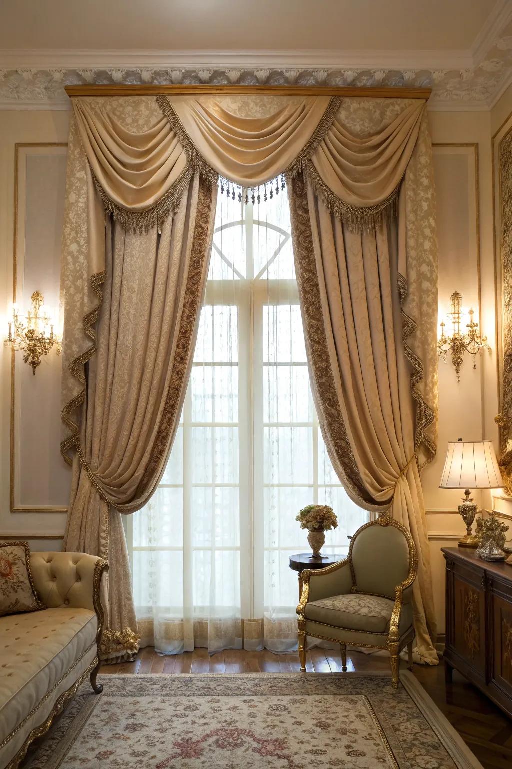 Valances provide a polished finish to elegant curtains.