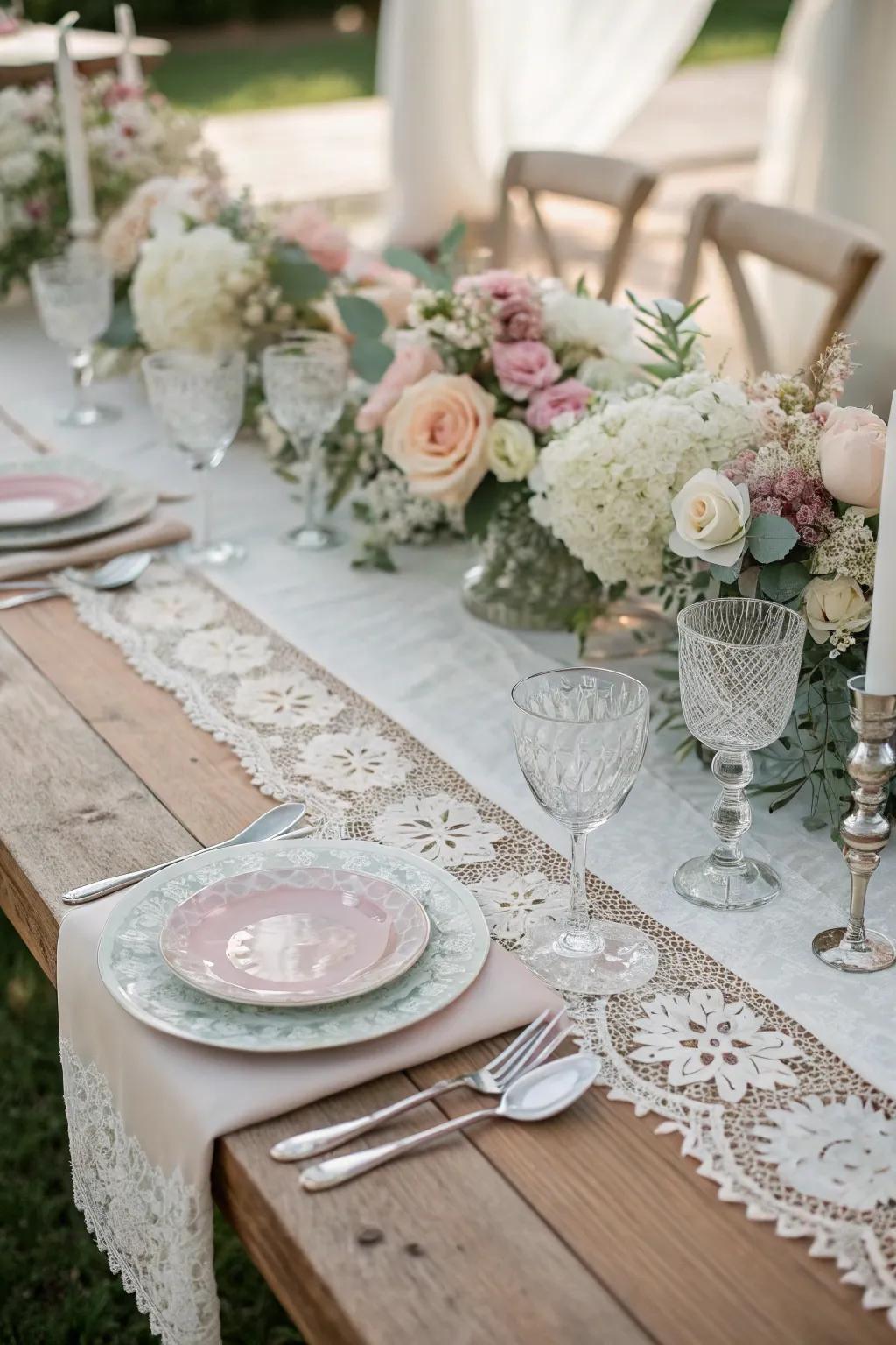 Detailed fabrics add depth and sophistication to the table.