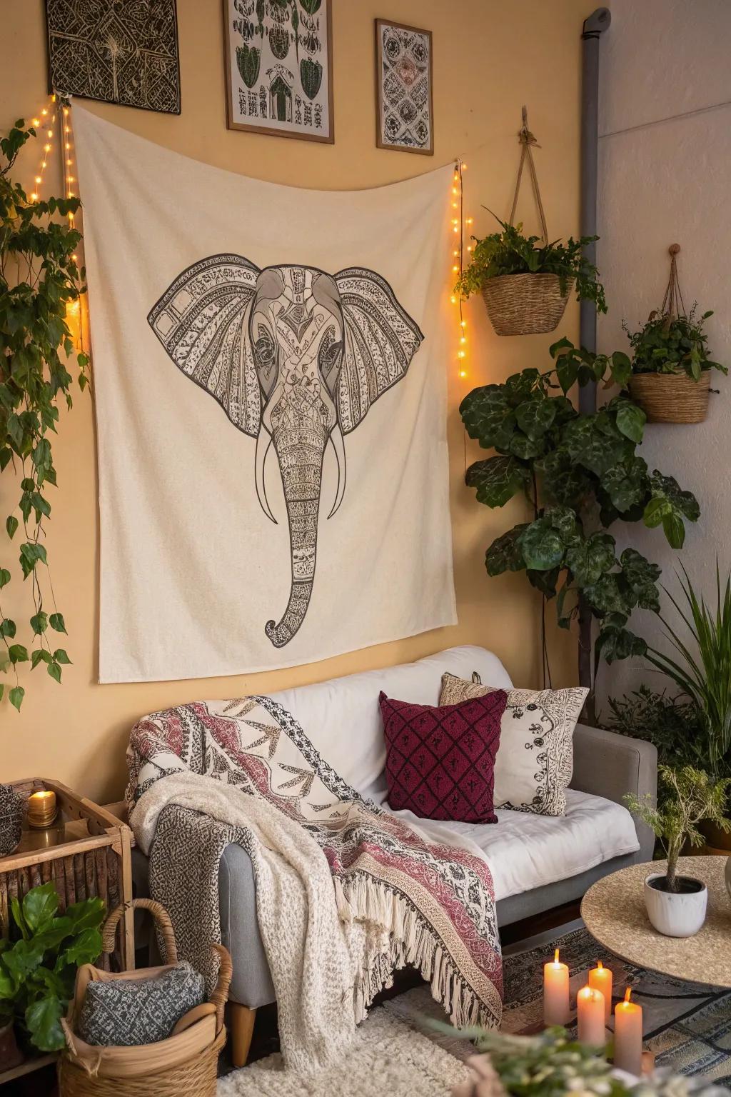 Relaxed pachyderm designs convey a sense of ingenuity and coziness to your area.