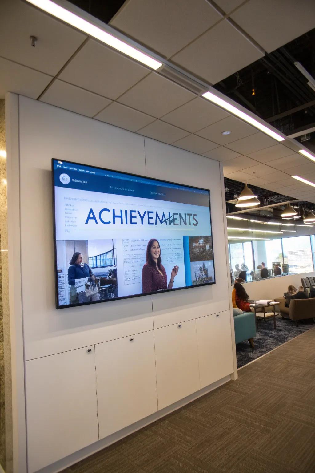 A cutting-edge digital screen display showcasing employee milestones.