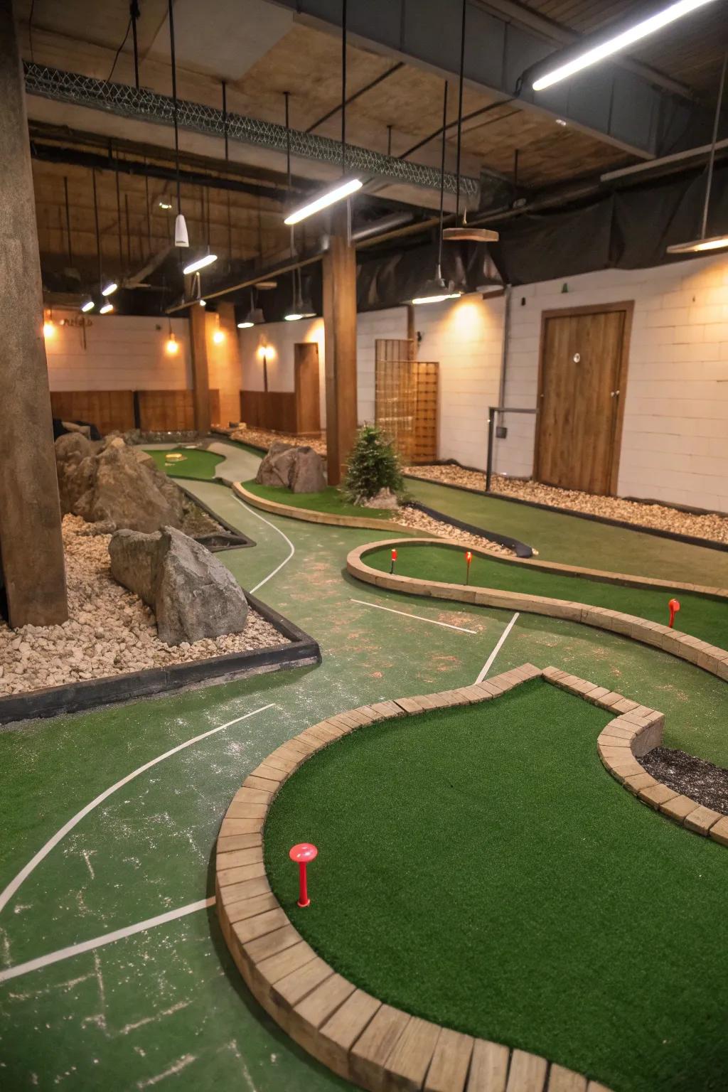 Tee off indoors with a miniature golf course in your basement.