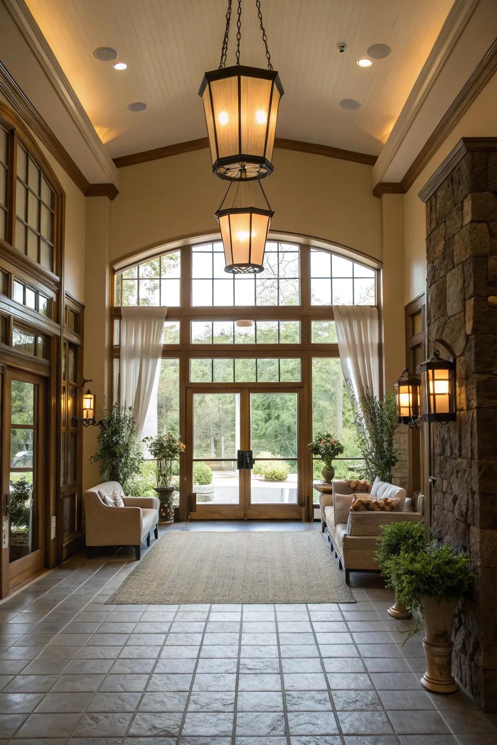 Natural light floods this entryway, creating an airy and welcoming atmosphere.