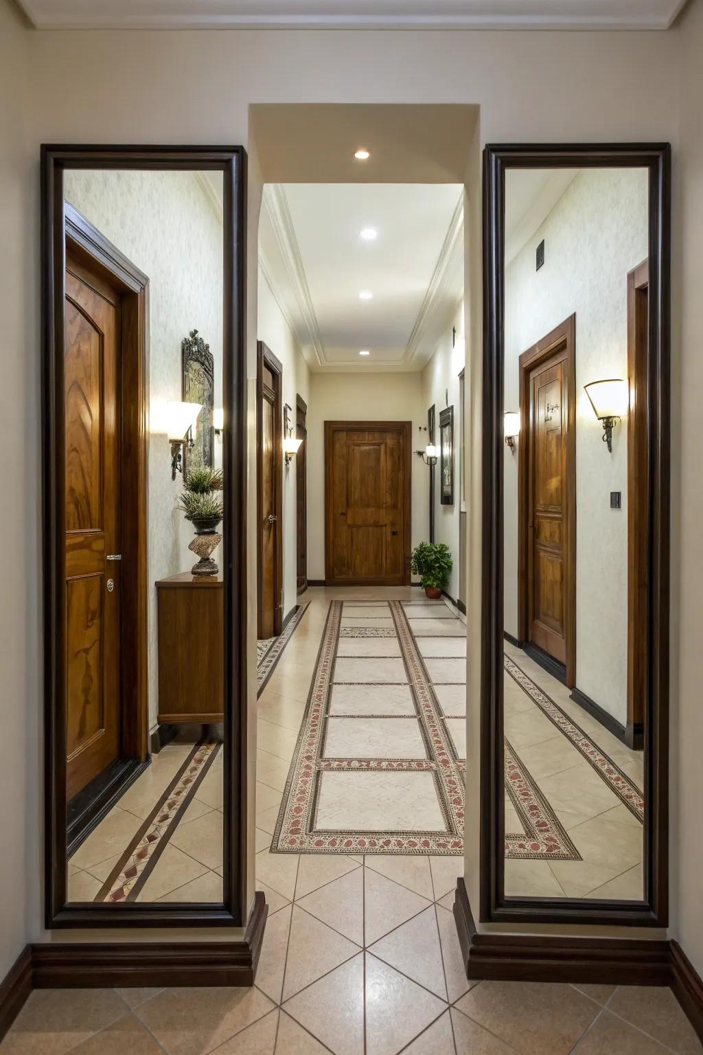 A pair of mirrors gives harmony and balance to any entrance.