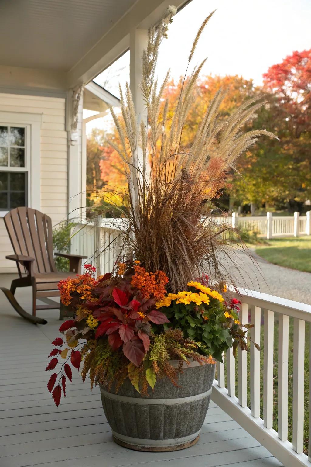 Feathery grasses introduce texture and movement to your autumn display.