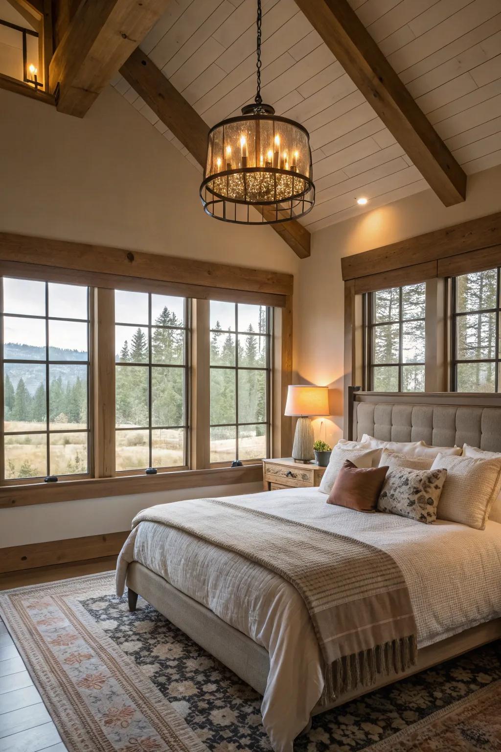 Natural light is complemented by warm, soft lighting.