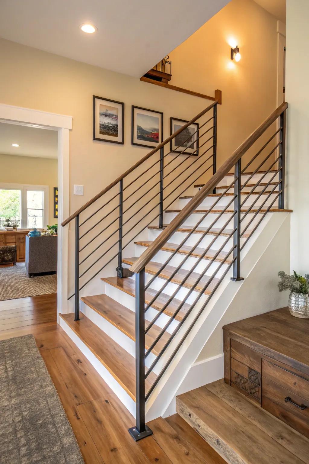The elegance and simplicity of minimalist metal rails.