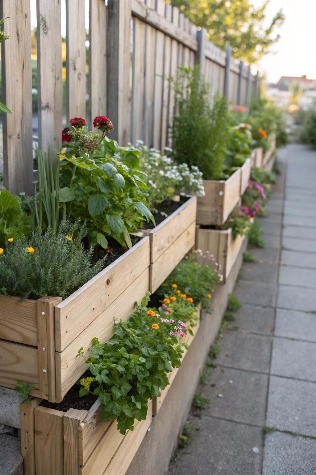 Window boxes raise landscapes to eye level.