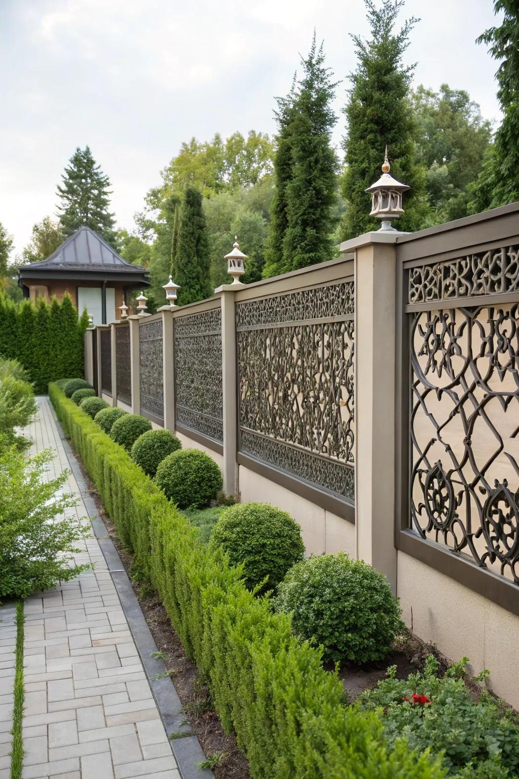 Detailed patterns make your fencing a creative centerpiece.