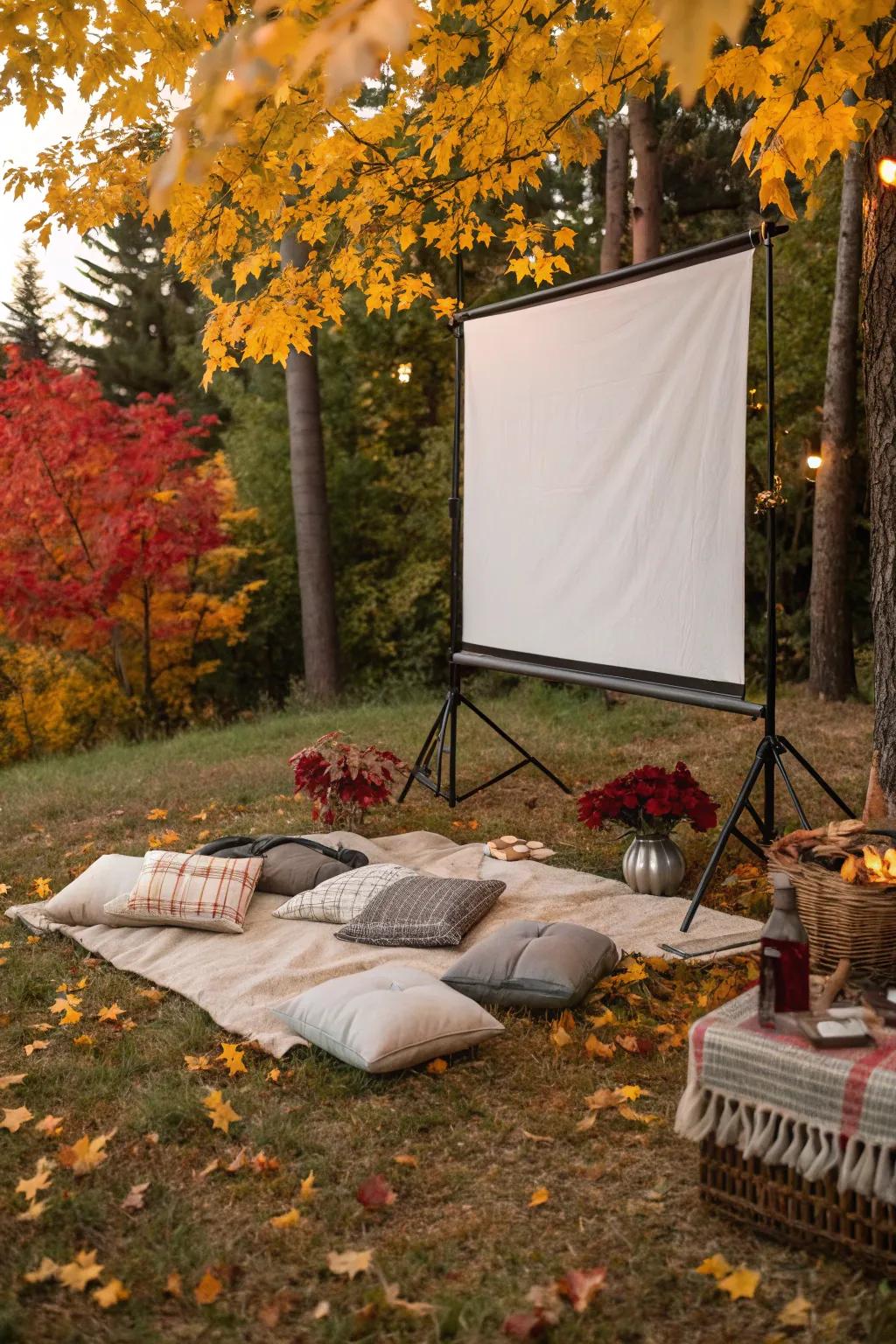 An outdoor movie night under the stars is a fall favorite.