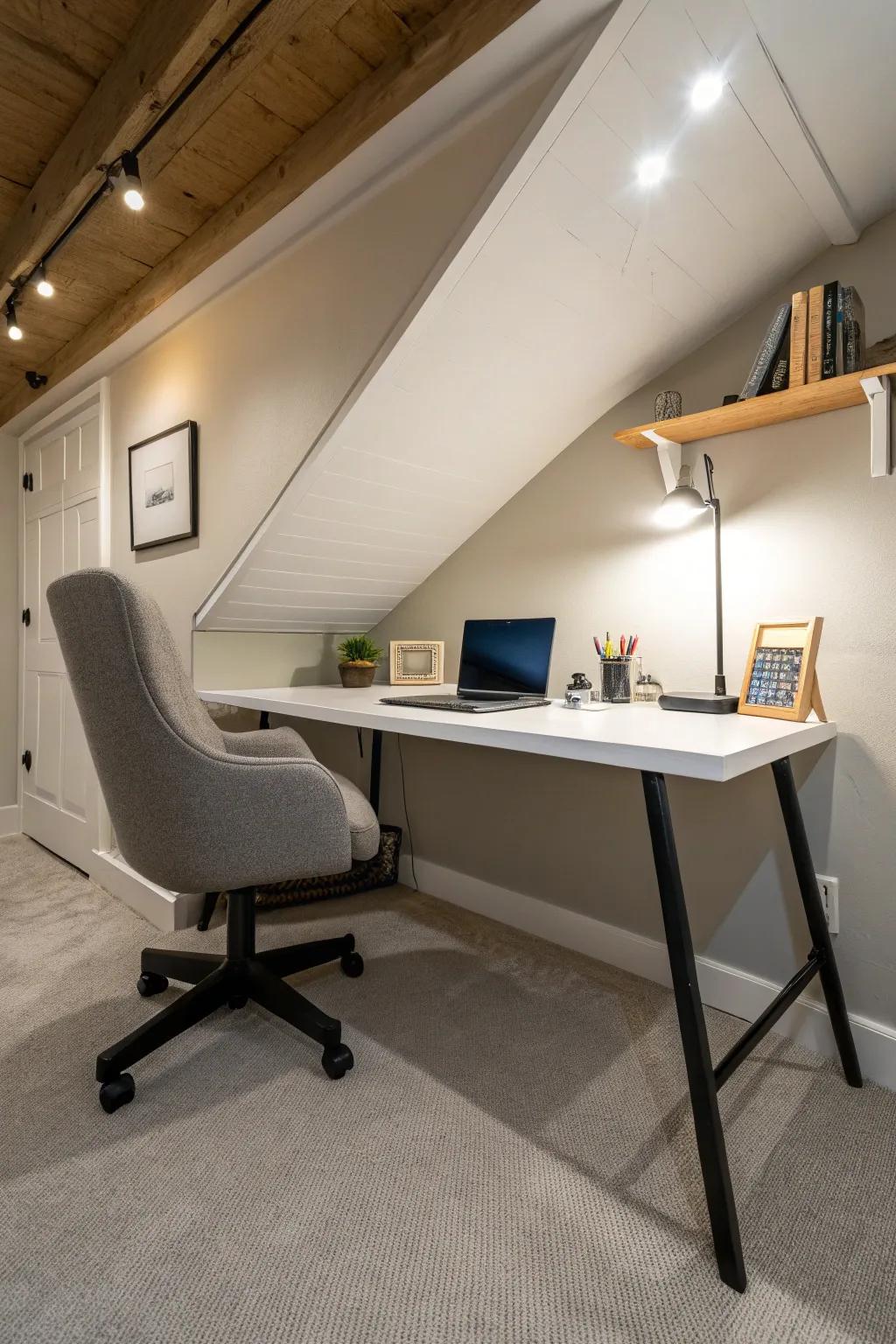 Find focus and productivity in a crawl space office.