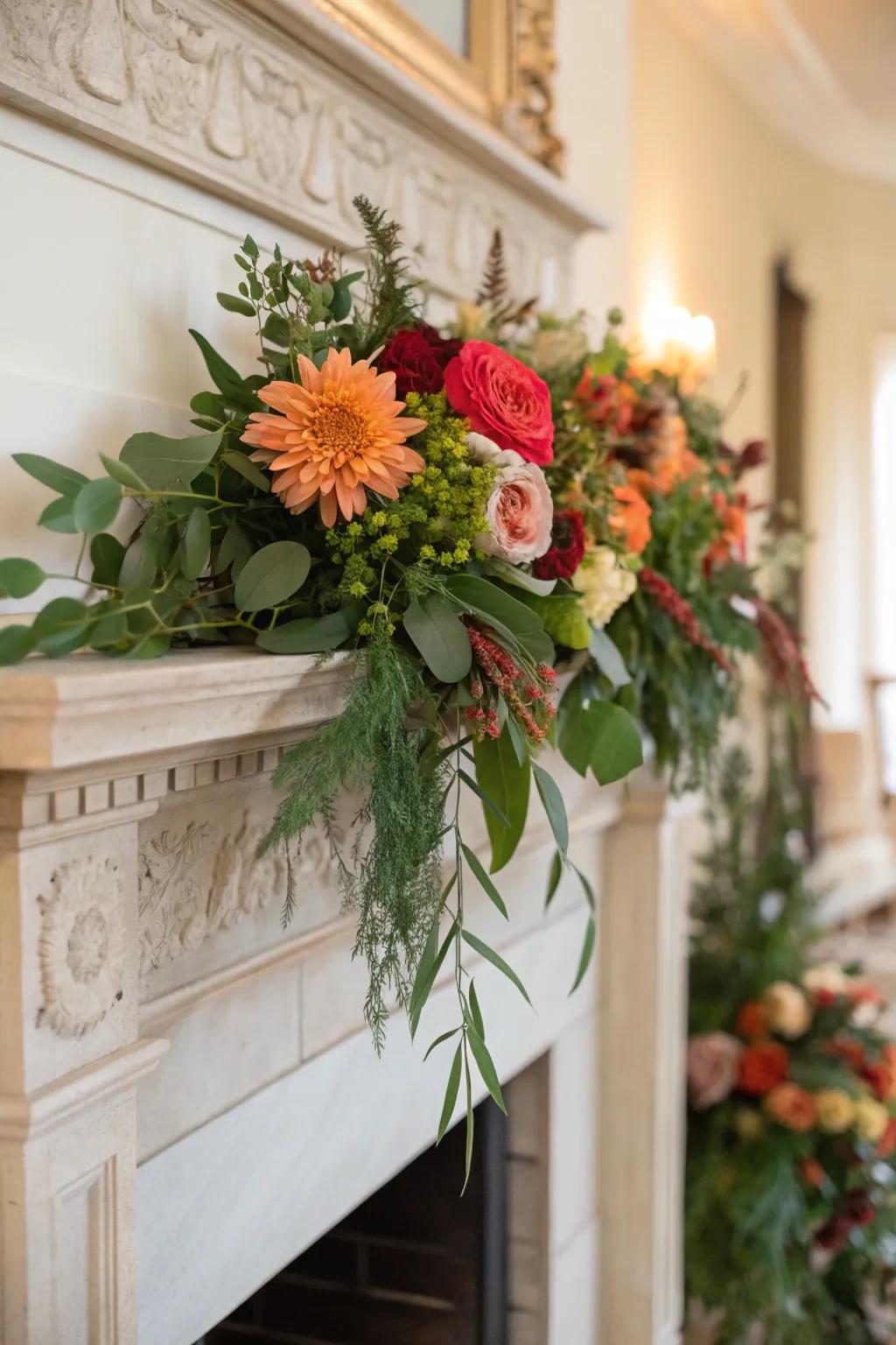 Keep your fireplace vibrant with seasonal mantel decor.