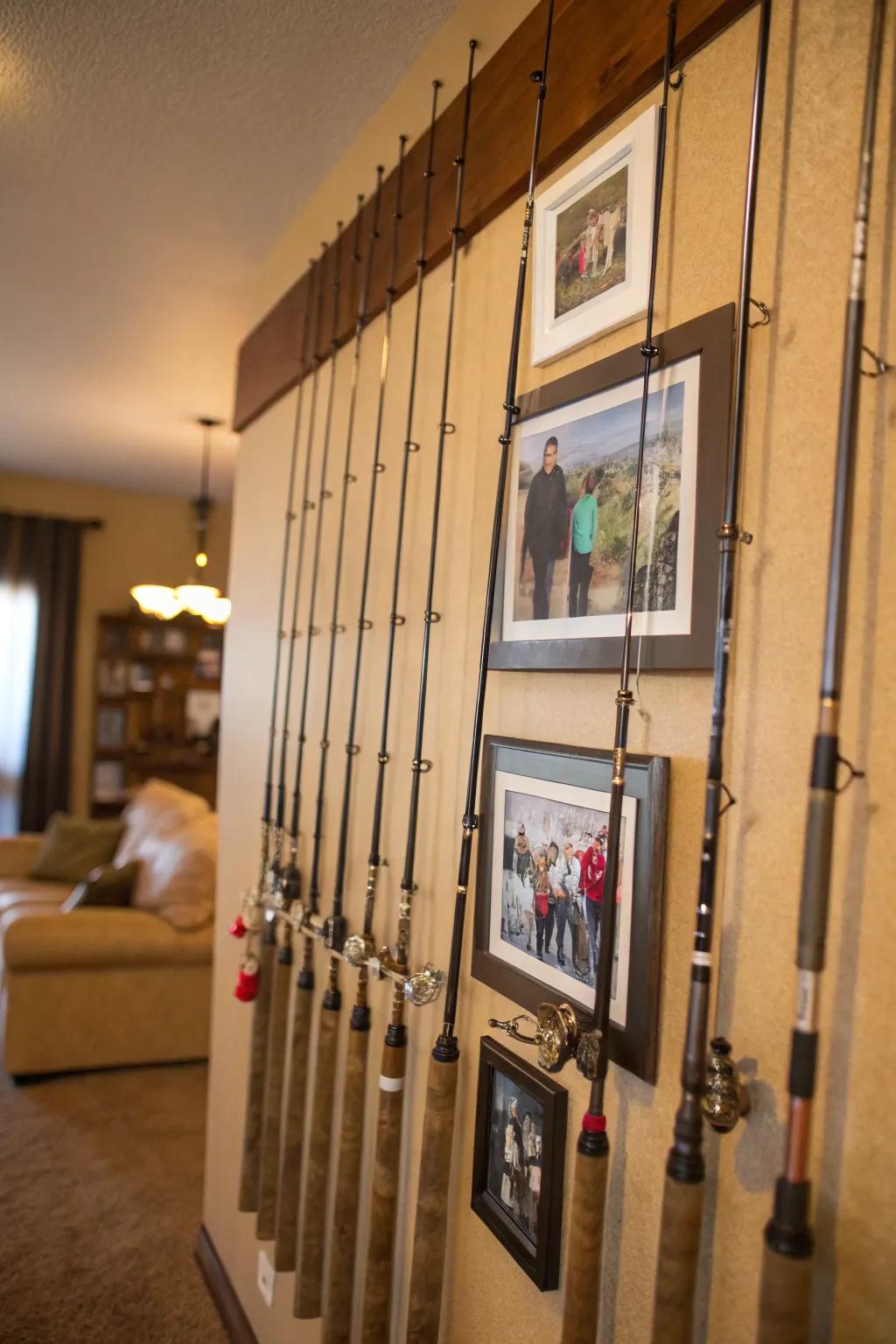 Angling poles as frames result in a personal and story-telling exhibit.