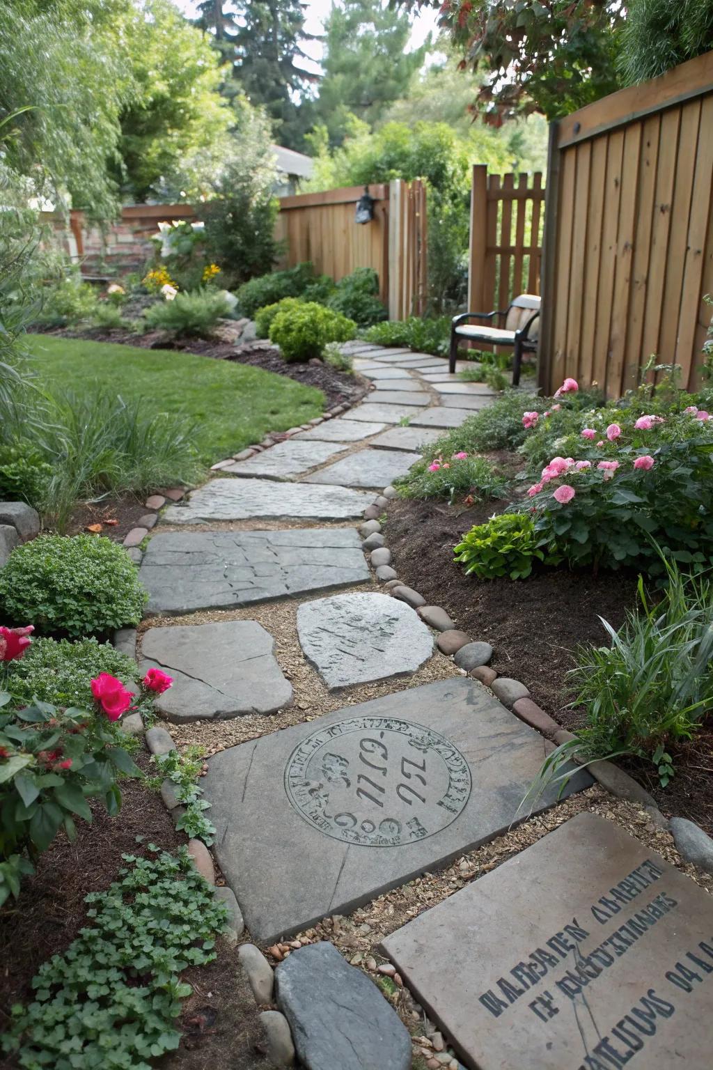 A custom DIY sandstone pathway exhibiting bespoke charm and flair.