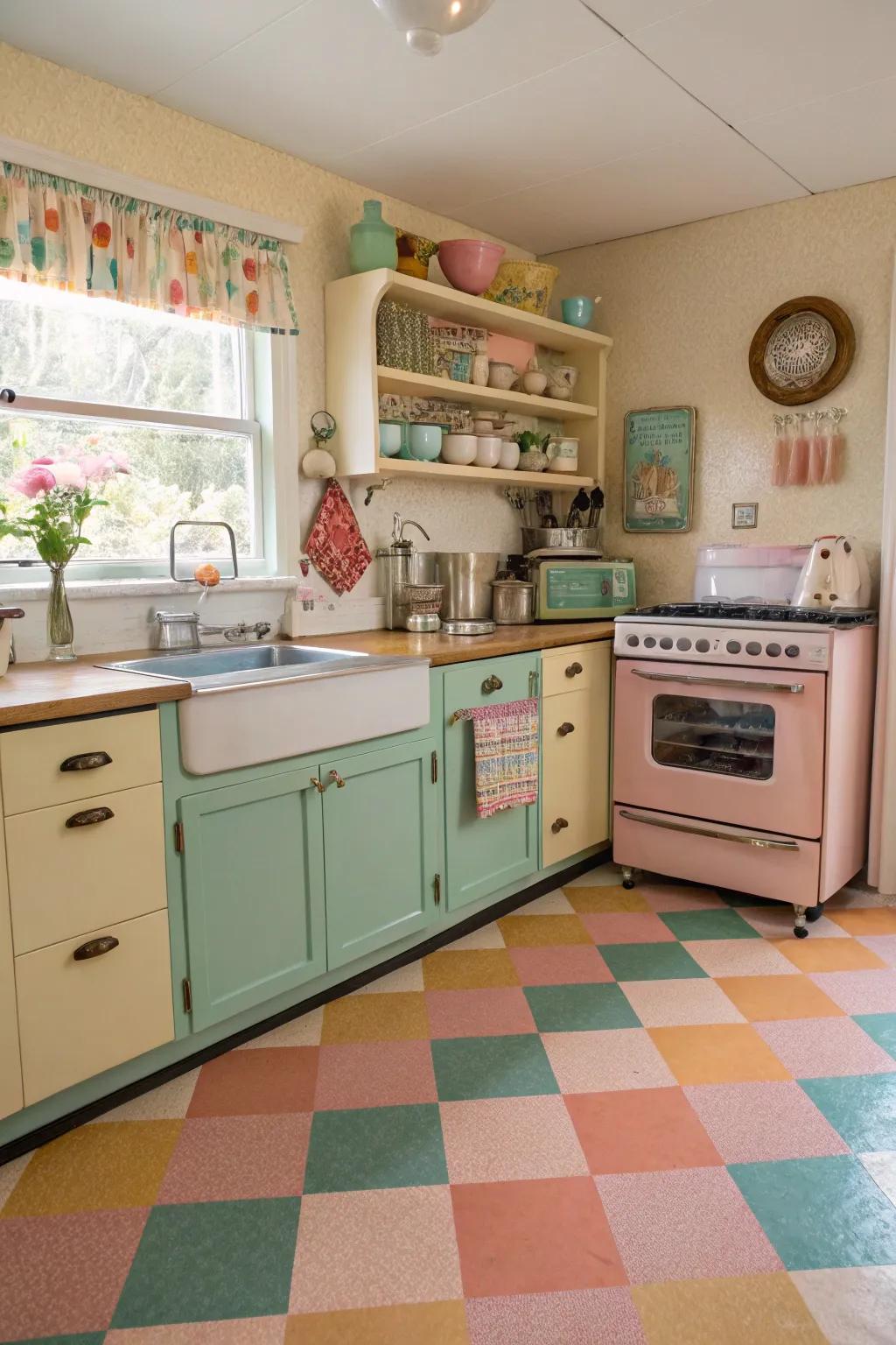 Vintage vinyl tiles can infuse any space with amusement and reminiscence.
