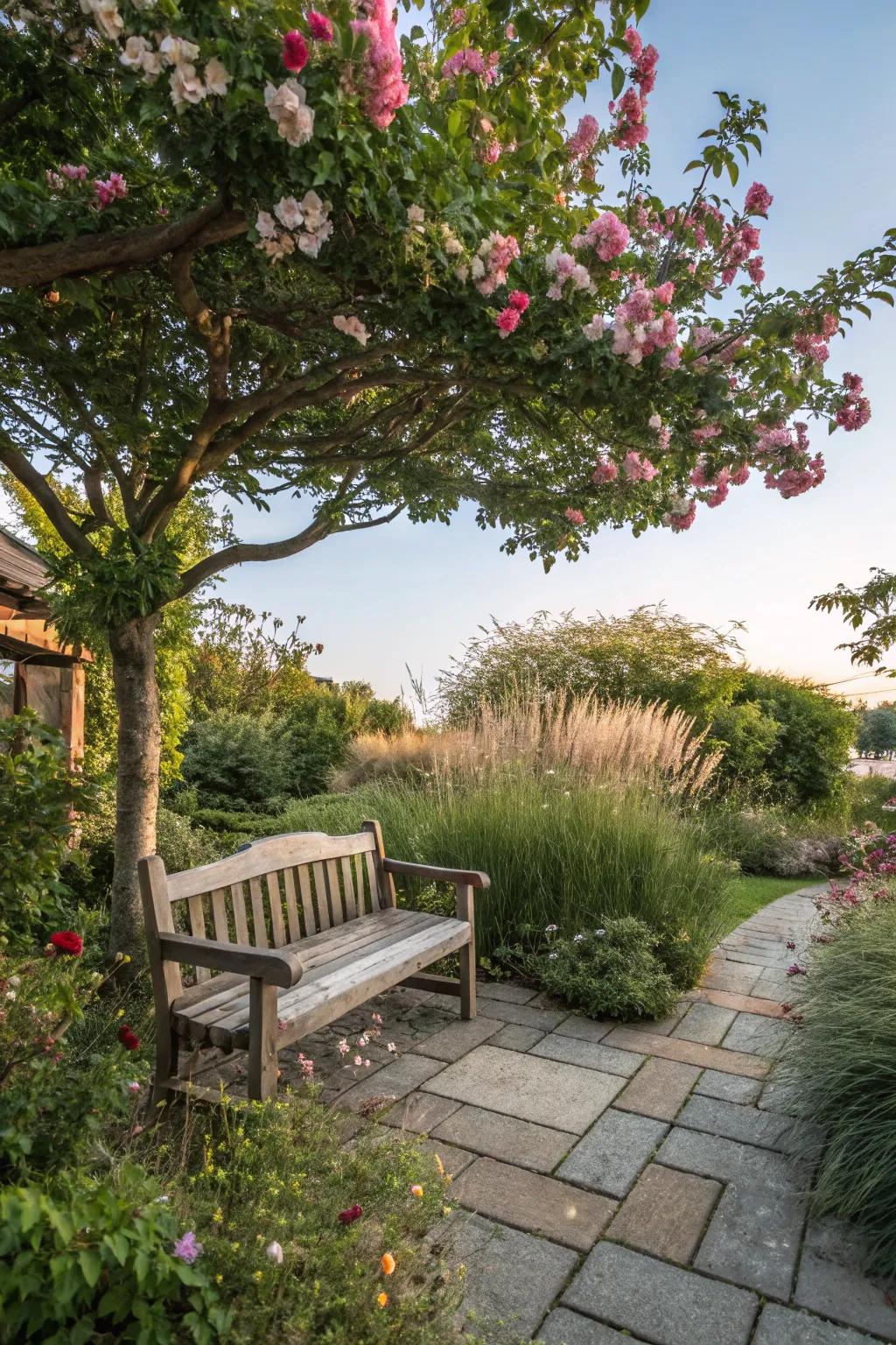 A cozy seating area invites you to unwind and enjoy your garden.