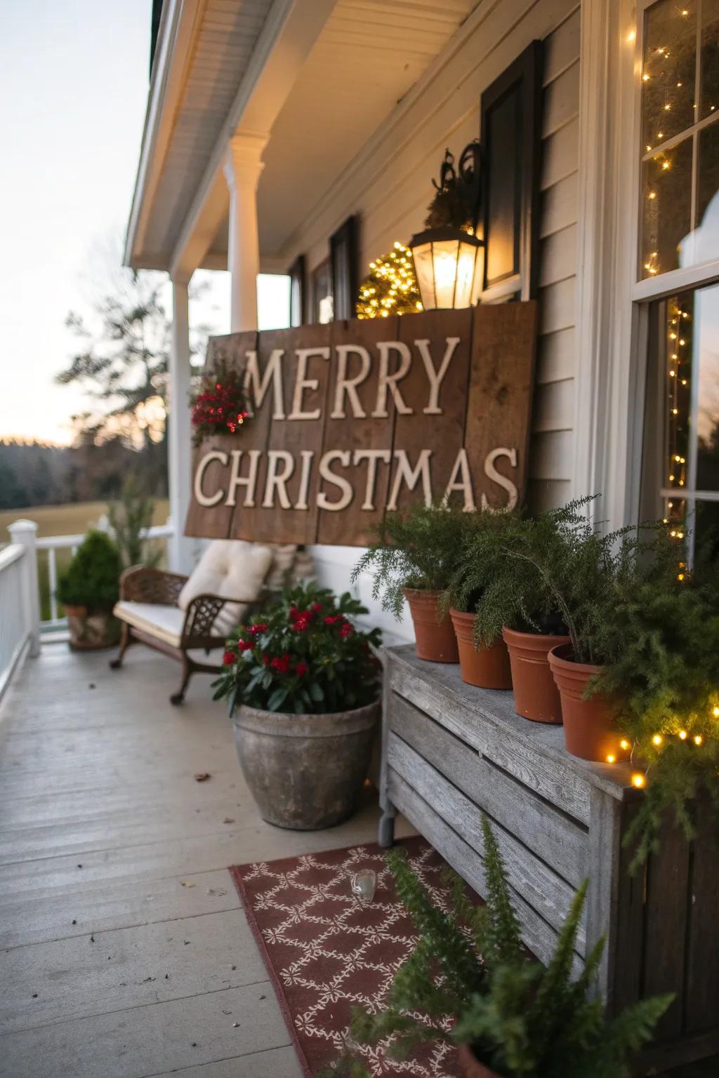 Earthy messages offer character and festive panache to your veranda.