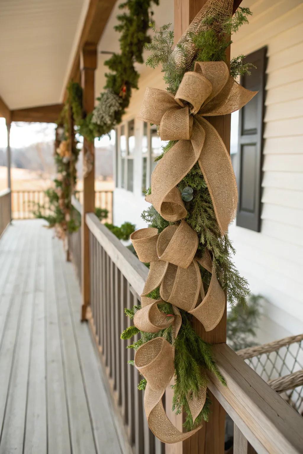Burlap adds a charming rustic element to your holiday decor.
