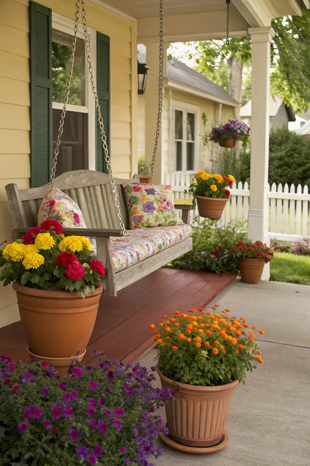 Vivid accents add personality to your porch.