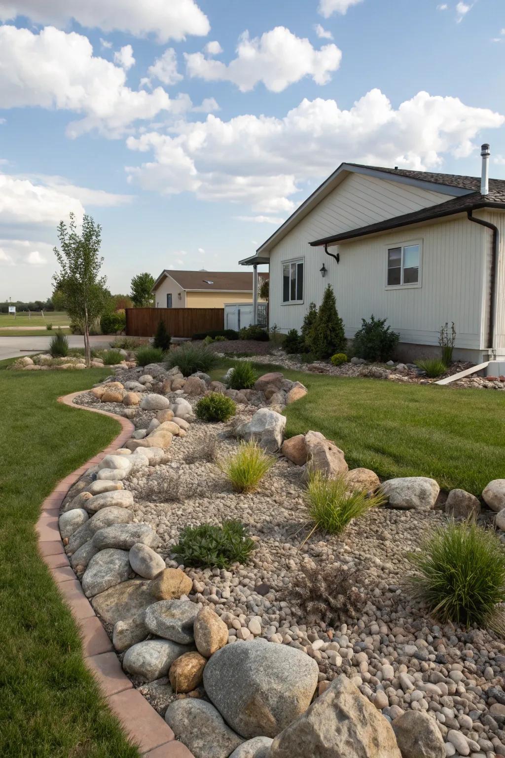 Natural rocks give form and comparison in the landscape.