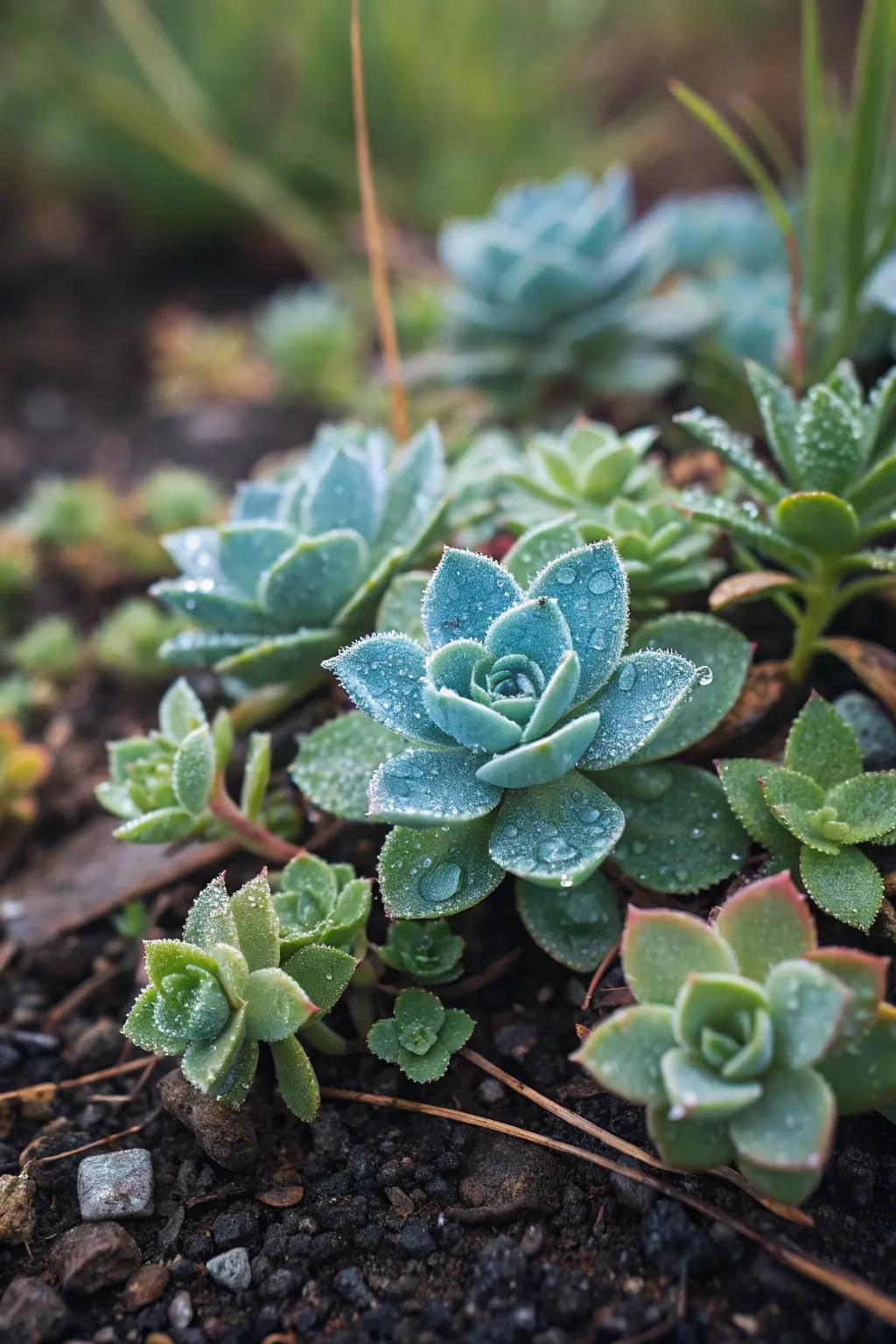 Succulents as ground cover establish fluid garden transitions.