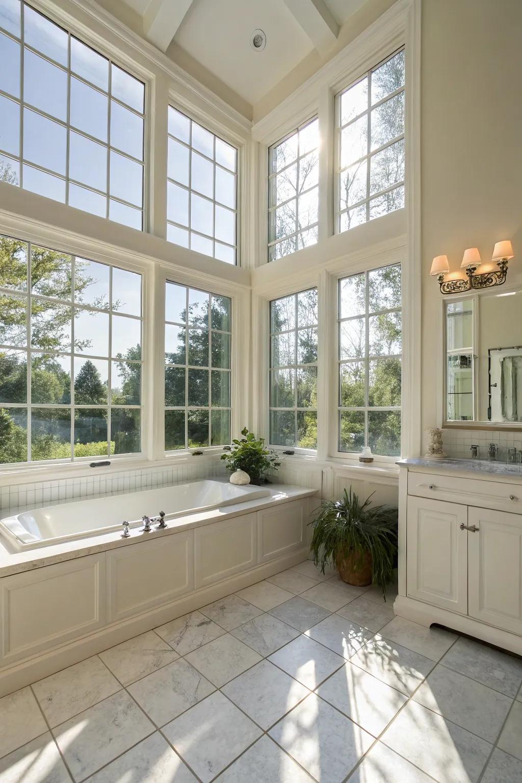 Natural light floods this bathroom, creating a bright, welcoming space.
